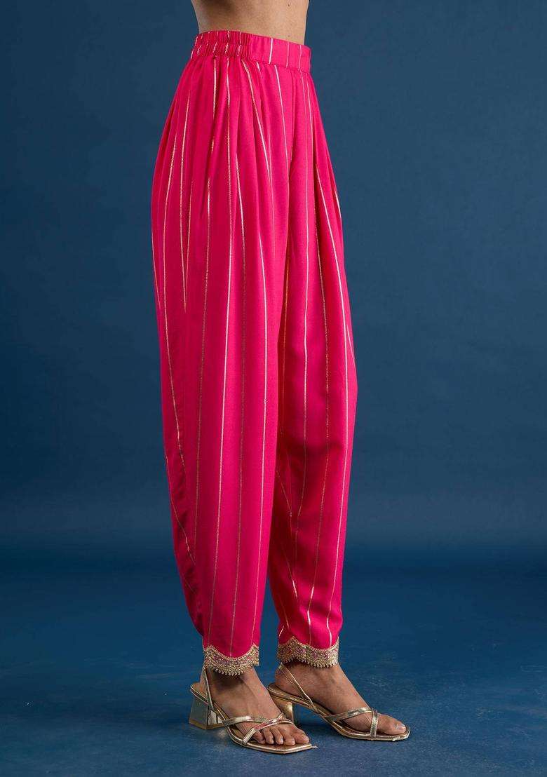 Fuchsia Pink Embellished Salwar for Women Festive Wear - Indya