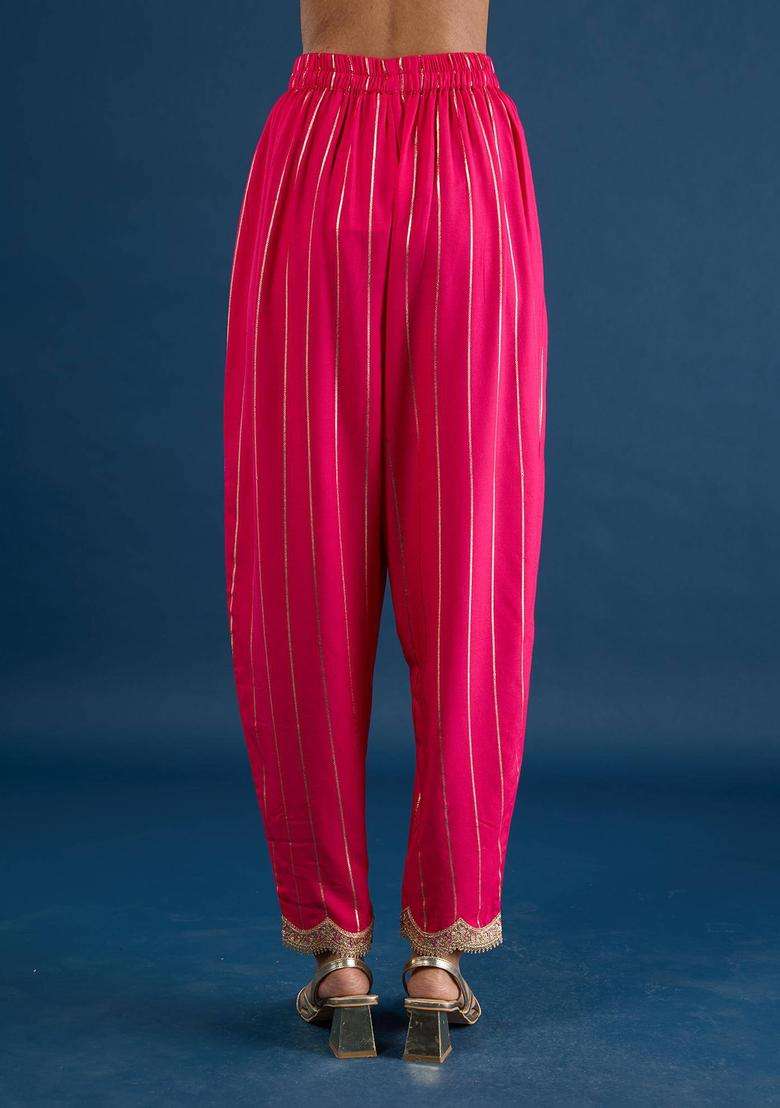Fuchsia Pink Embellished Salwar for Women Festive Wear - Indya
