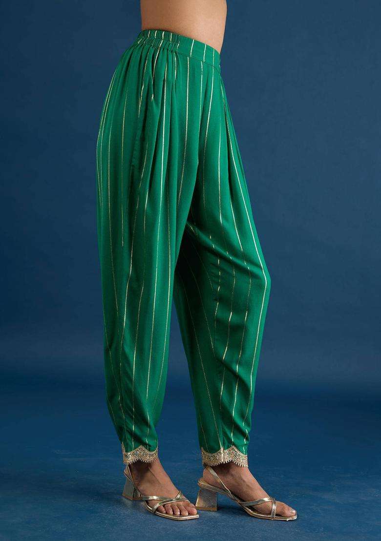 Green Embellished Salwar for Women Festive Wear - Indya