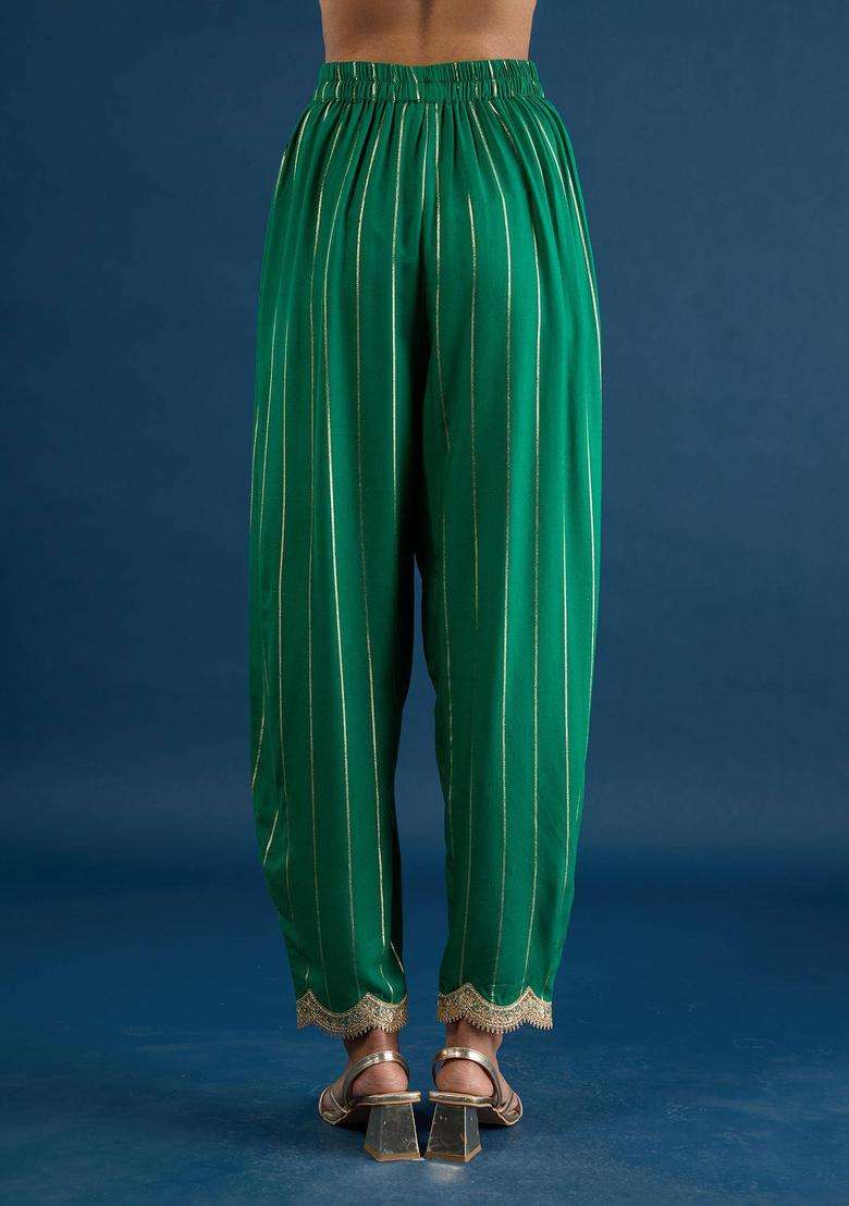 Green Embellished Salwar for Women Festive Wear - Indya