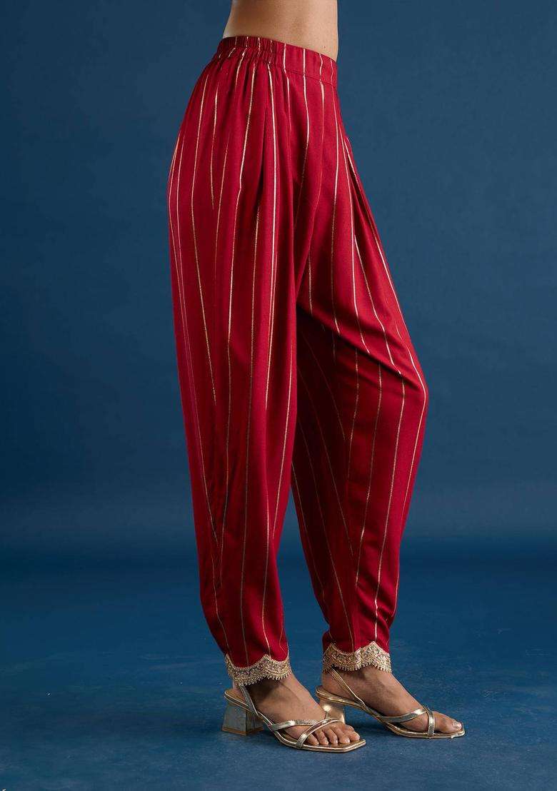 Maroon Embellished Salwar for Women Festive Wear - Indya