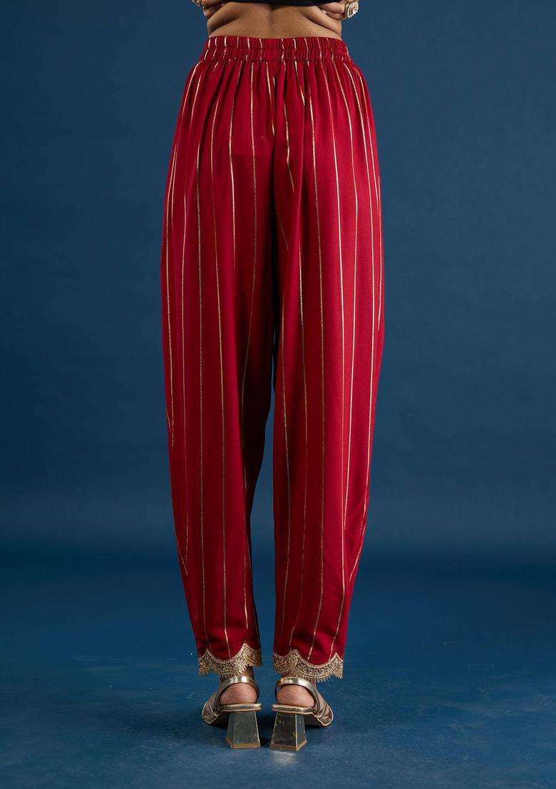 Maroon Embellished Salwar for Women Festive Wear - Indya