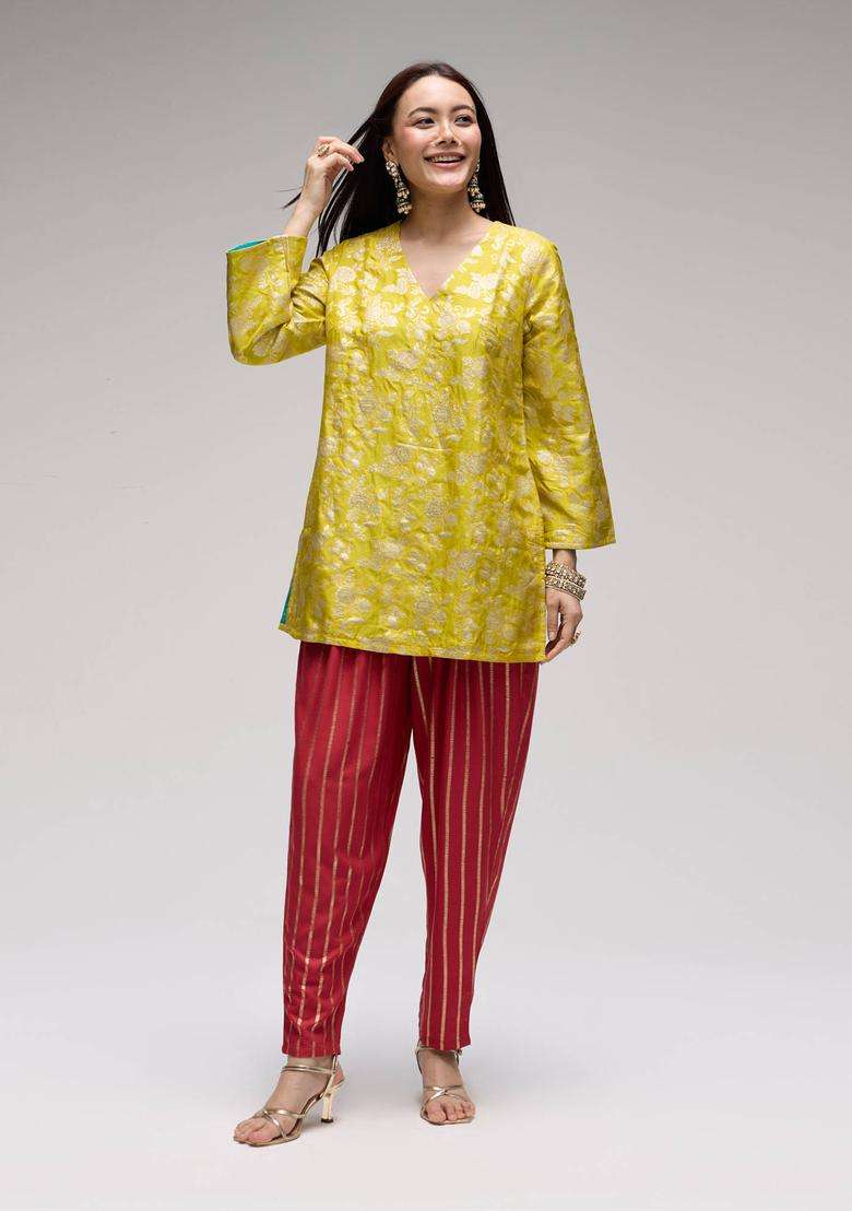 Maroon Rayon Foil Print Salwar for Women Festive Wear - Indya