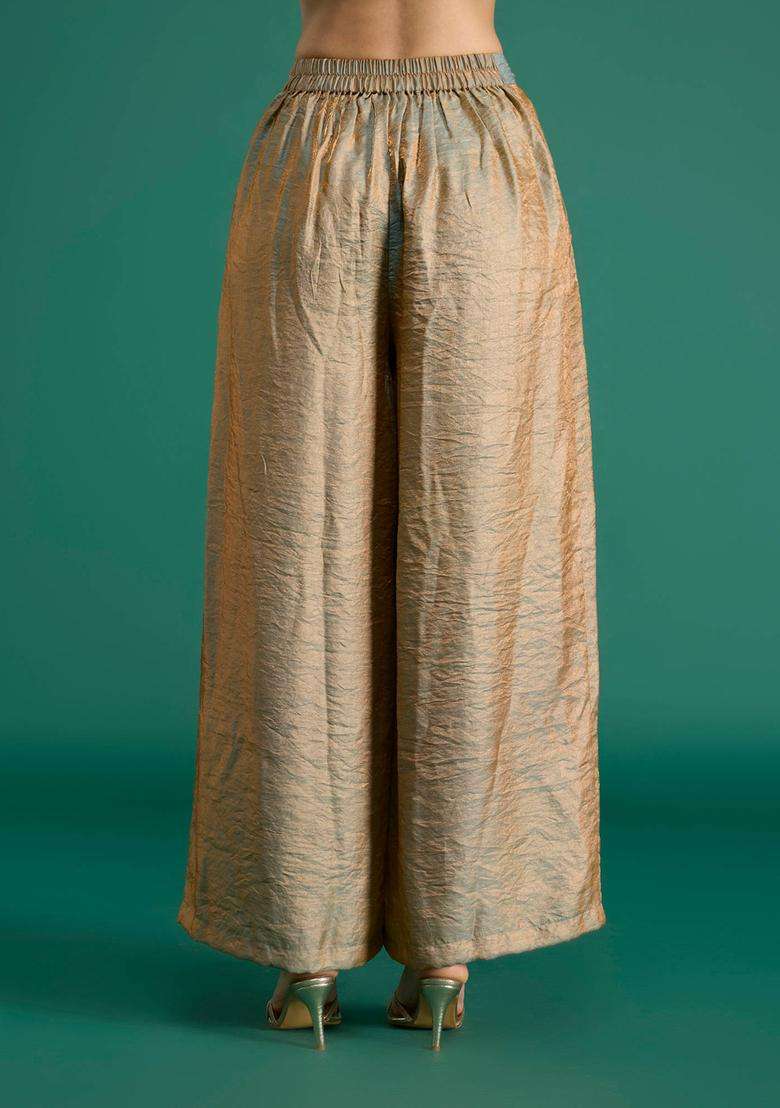 Copper Tissue Organza Palazzo for Women Festive Wear - Indya