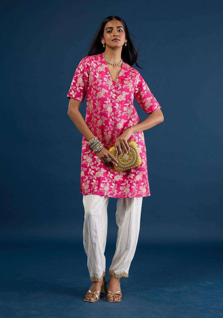 Off White Embellished Salwar for Women Festive Wear - Indya