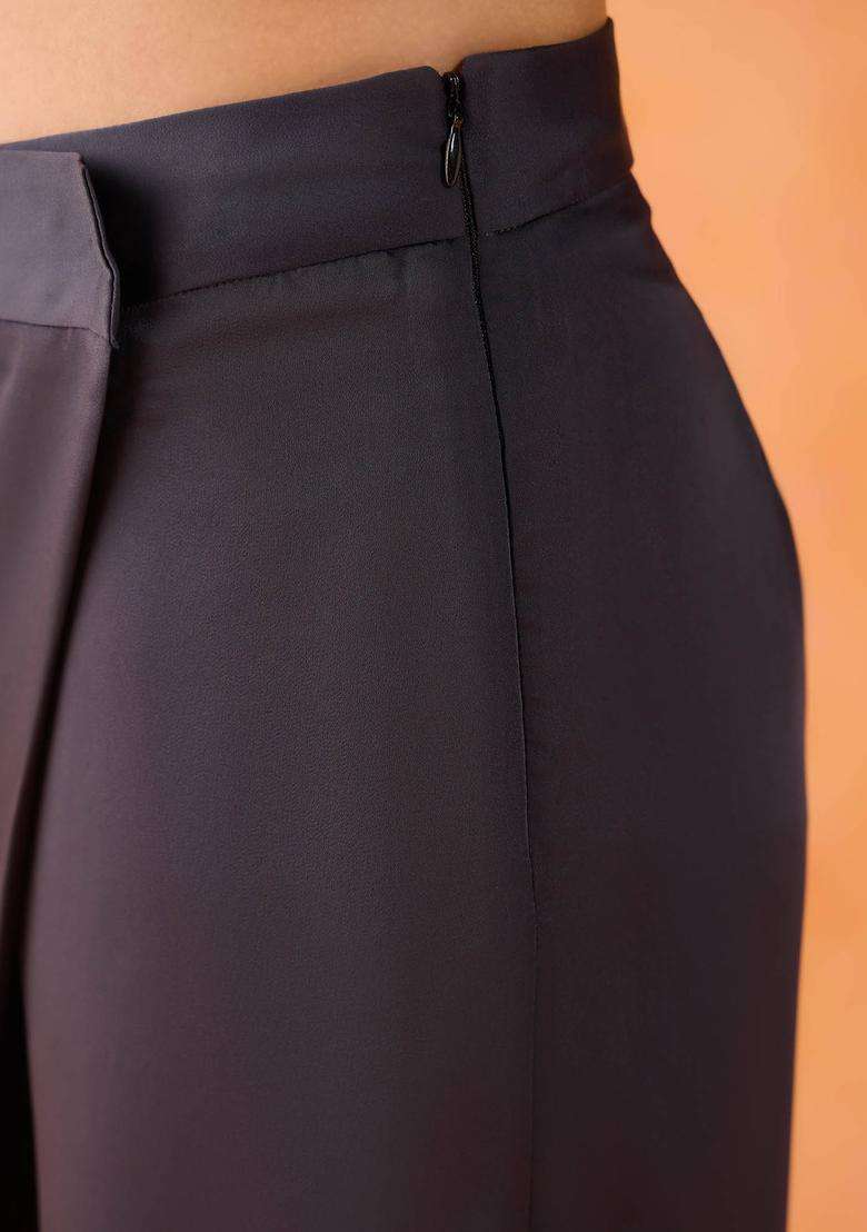 Black Satin Wrap Pants for Women Festive Wear - Indya