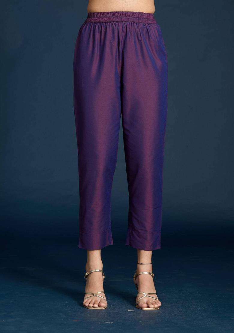 Purple Slim Fit Pant for Women Festive Wear - Indya