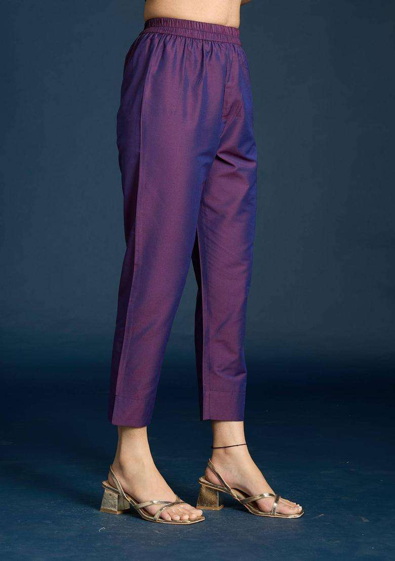 Purple Slim Fit Pant for Women Festive Wear - Indya