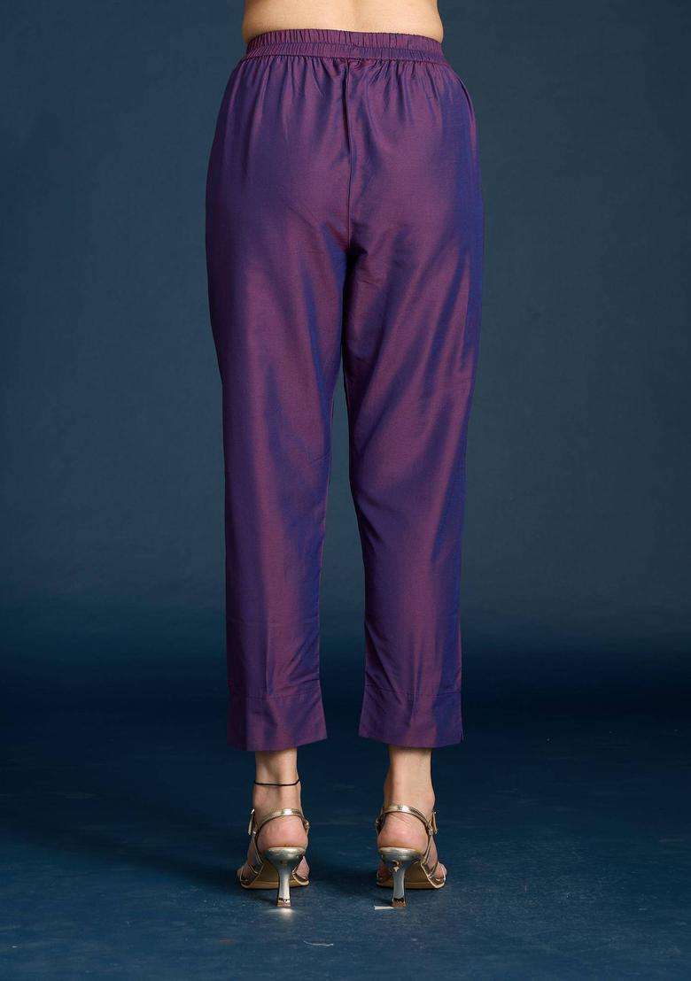 Purple Slim Fit Pant for Women Festive Wear - Indya