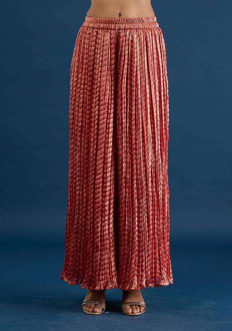 Rust Crush Tissue Palazzo for Women Festive Wear