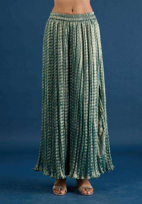 Teal Crush Tissue Palazzo for Women Festive Wear