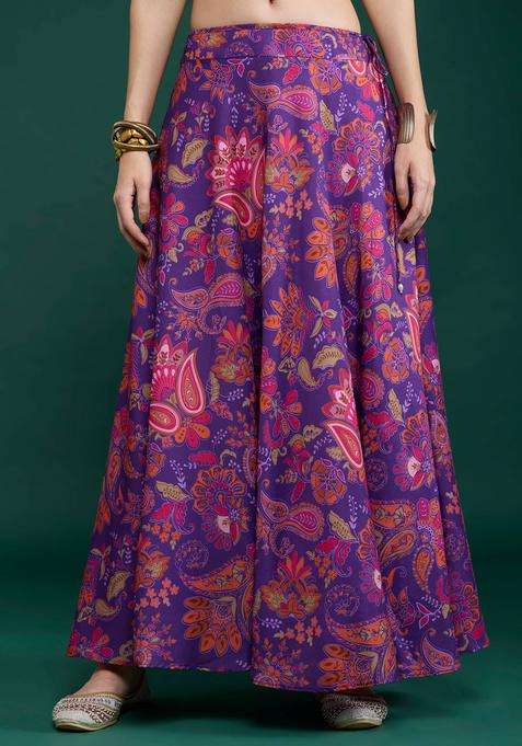 Purple Floral Skirt for Women Festive Wear