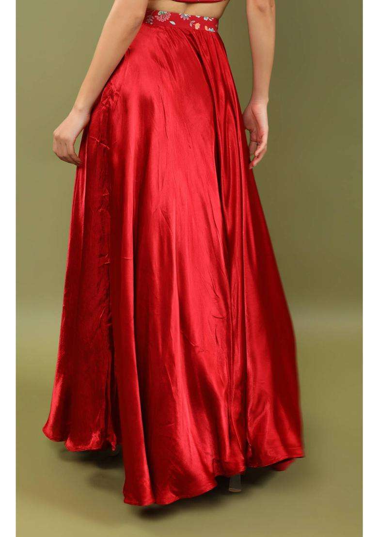 Dazzling Red Silk Skirt for Women Festive Wear - Indya