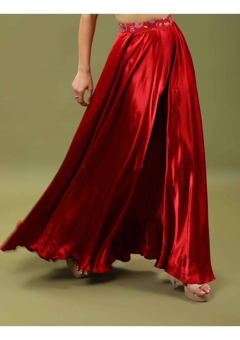 Dazzling Red Silk Skirt for Women Festive Wear - Indya