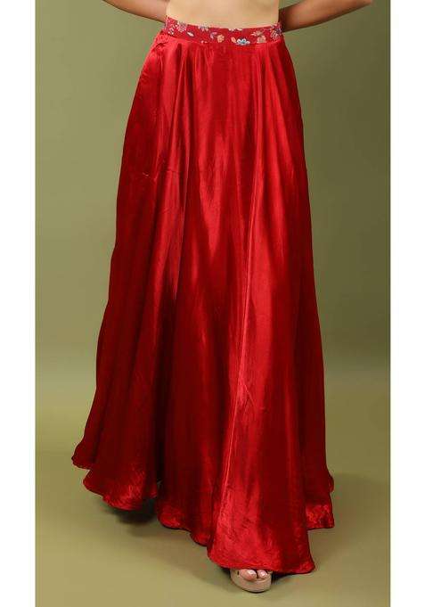 Dazzling Red Silk Skirt for Women Festive Wear