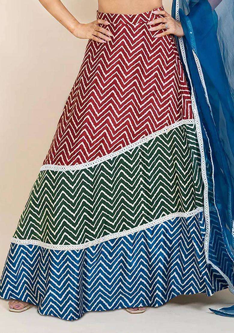 Multicolor Printed Ethnic Skirt for Women Festive Wear - Indya