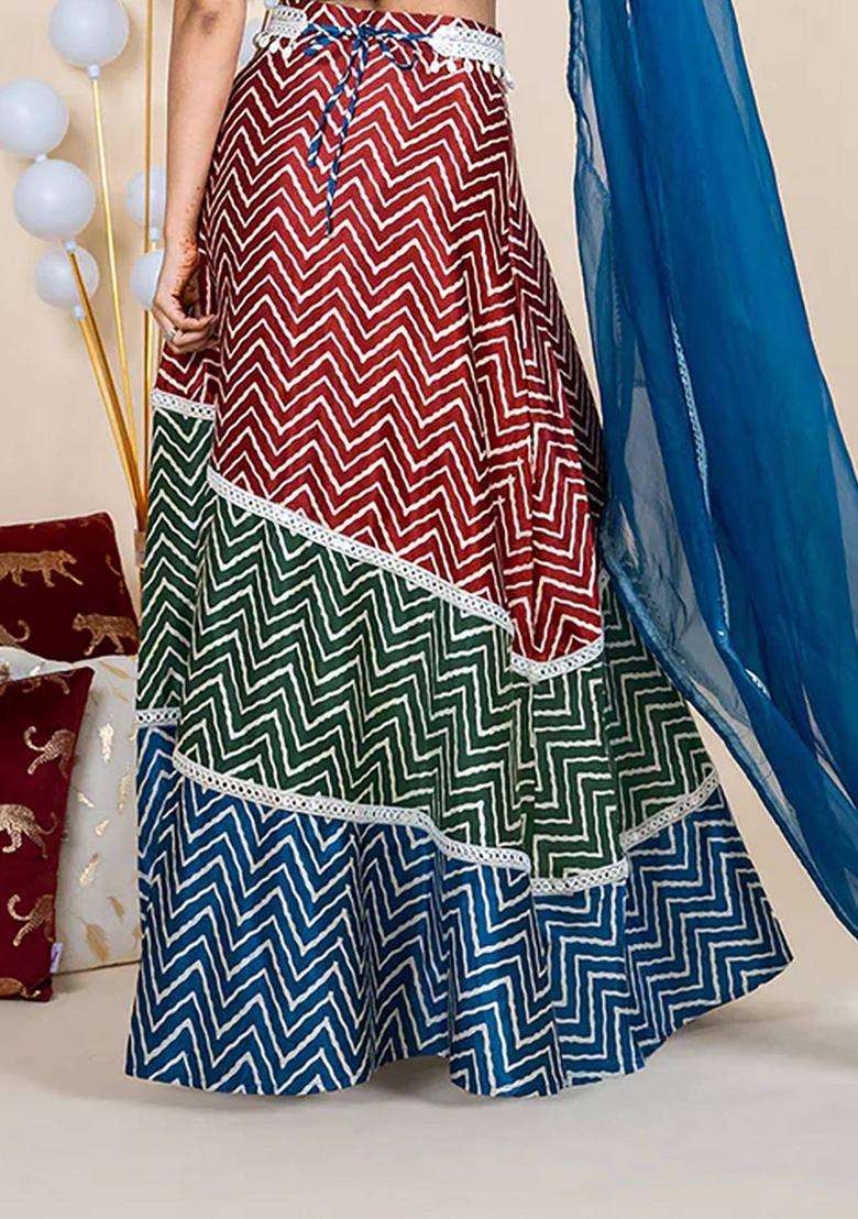 Multicolor Printed Ethnic Skirt for Women Festive Wear - Indya