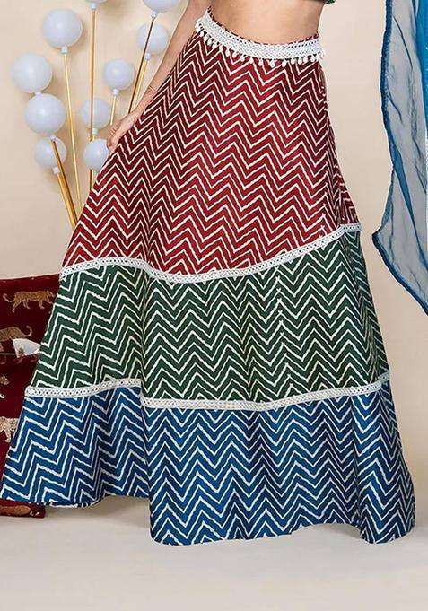 Multicolor Printed Ethnic Skirt for Women Festive Wear