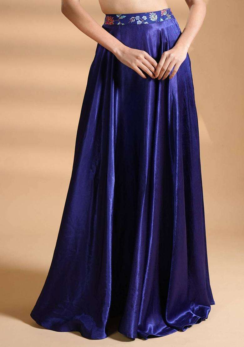 Striking Blue Silk Skirt for Women Festive Wear - Indya