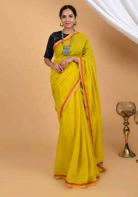 Yellow Regal Elegance Pure Chanderi Silk Cotton Lace Saree for Women Festive Wear
