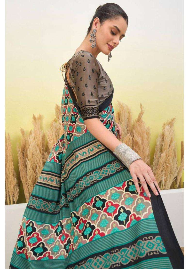 Wild Multicolor Modal Satin Printed Silk Saree for Women Casual Wear - Indya