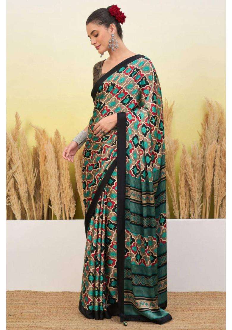 Wild Multicolor Modal Satin Printed Silk Saree for Women Casual Wear - Indya