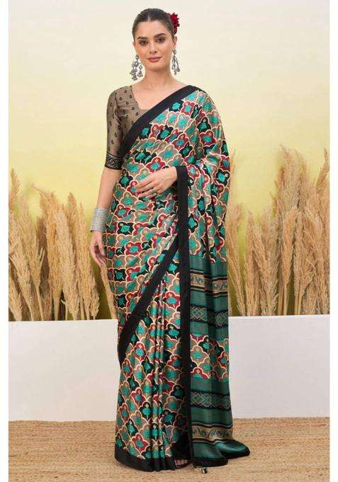 Wild Multicolor Modal Satin Printed Silk Saree for Women Casual Wear