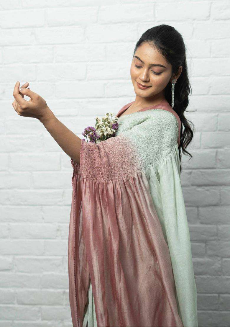 Anushna Embroidered Pink Saree without Blouse for Women Casual Wear - Indya