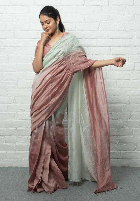 Anushna Embroidered Pink Saree without Blouse for Women Casual Wear