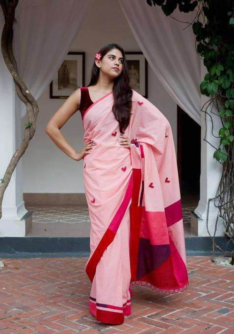 Dilruba Pink Cotton Saree without Blouse for Women Party Wear