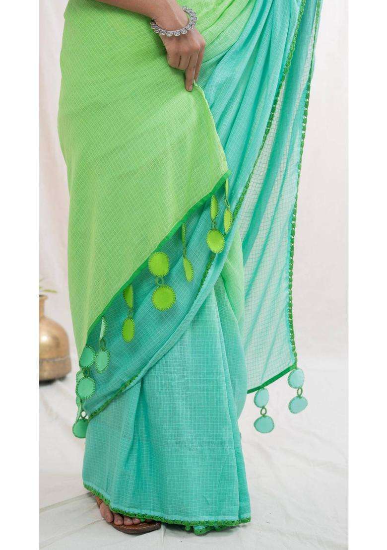 Malika Green Saree without Blouse for Women Casual Wear - Indya