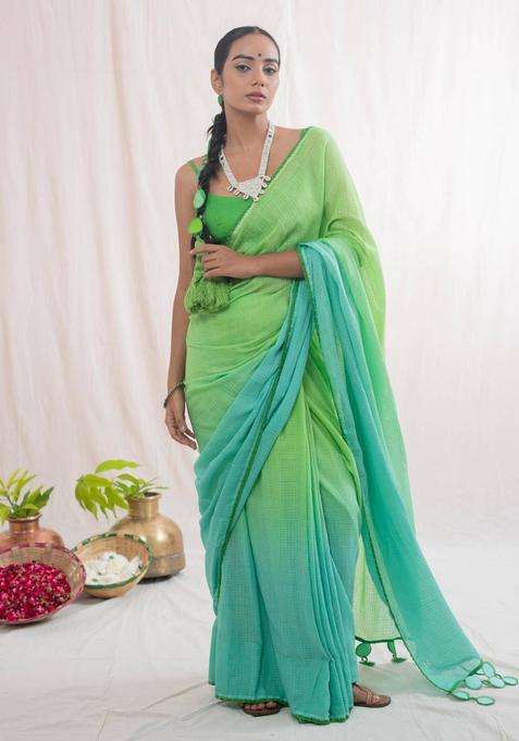 Malika Green Saree without Blouse for Women Casual Wear