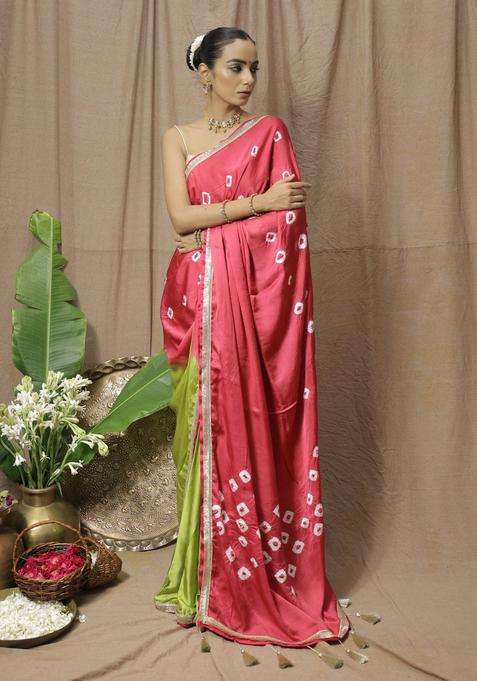 Pink Modal Printed Saree without Blouse for Women Festive Wear