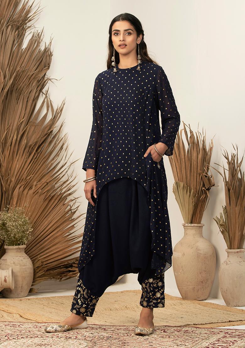 Indya kurtasetwomenindianwear  Buy Indya Earthen Purple Lurex Tasselled High  Low Kurta And Palazzo Pants Set Online  Nykaa Fashion