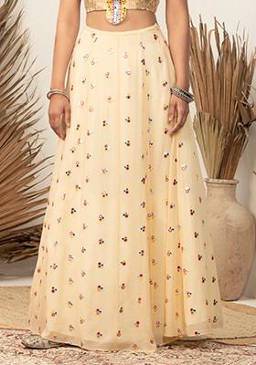 Payal Singhal for Indya Ivory Mirror Embroidered Lehenga Skirt