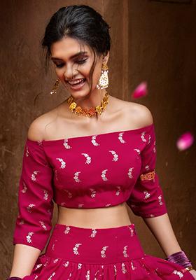 Red Deep Neck Blouse – Priyal Bhardwaj