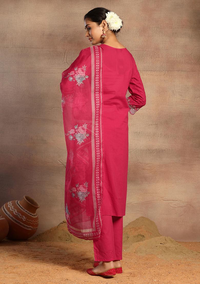 Cotton Schiffli Thread Work  and  Sequined Kurta,Pant  and  Dupatta