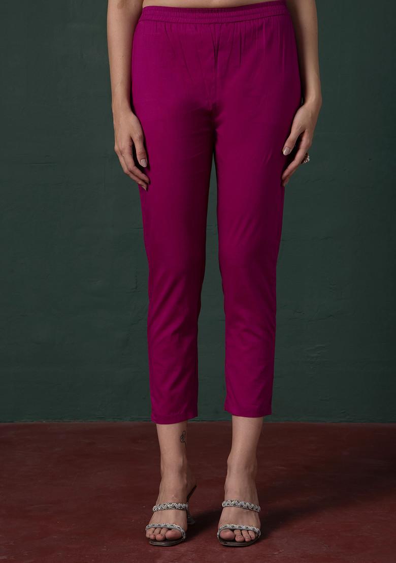 Wine Embroidered Lurex Cotton Kurta With Pants And Contrast Dupatta (Set of 3)