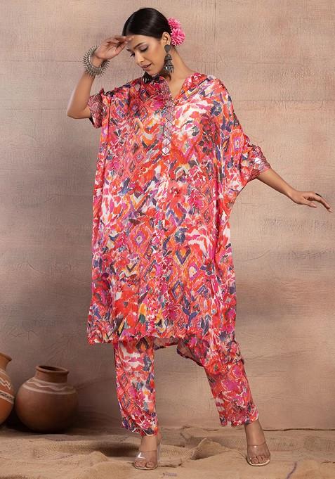 Women Rayon Ikat Printed Straight Fit Kurta Set with Trouser Pant – Mirchi  Fashion