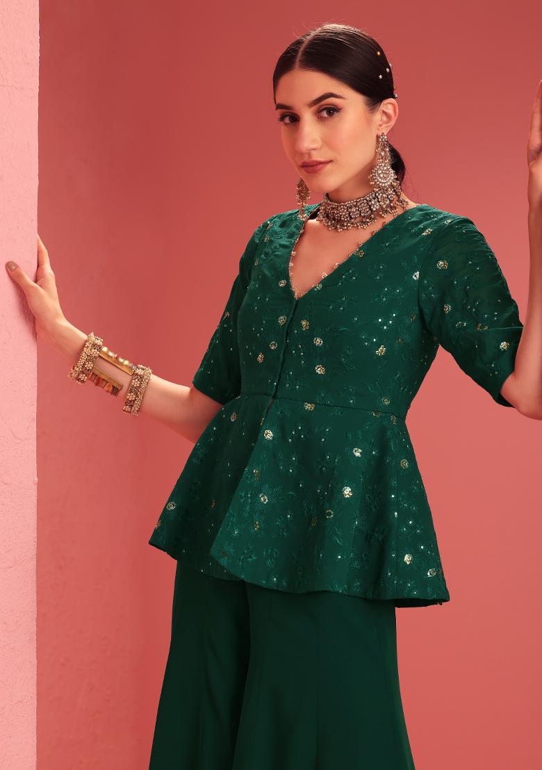 emerald green peplum top