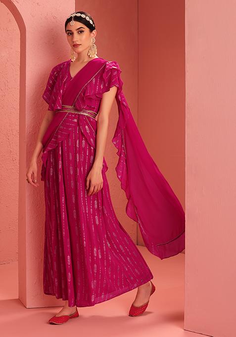 Kurti Poncho Bollywood Style Pink Farasha Maxi