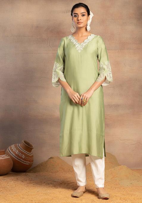 Buy online Turquoise Cotton Blend Kurta Pant Set from ethnic wear for Women  by Showoff for ₹1989 at 60% off | 2024 Limeroad.com