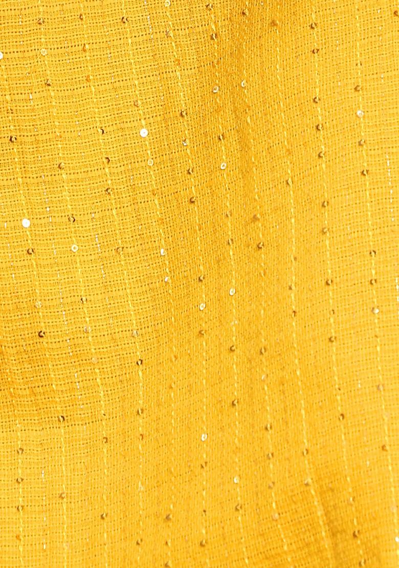 Yellow Sequin And Thread Embroidered Cotton Straight Kurta