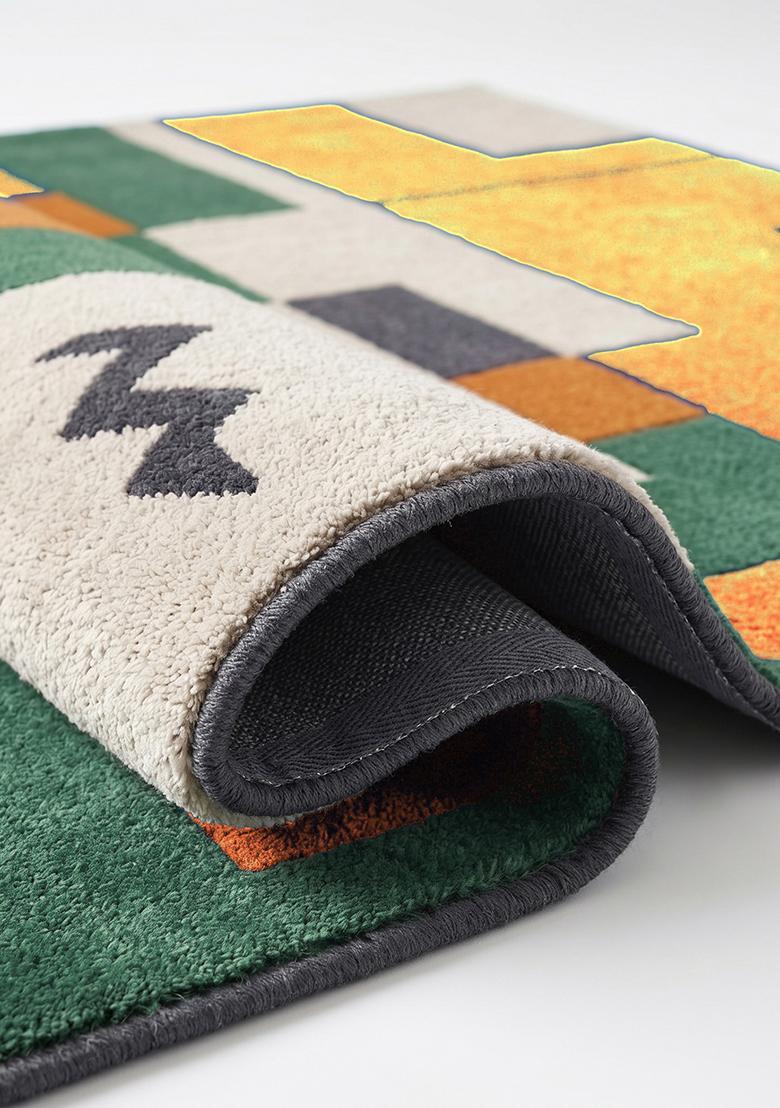 Saffron Rugs Hand Tufted Burnt Orange Geometric Contemporary Square Wool Area Rug - Indya