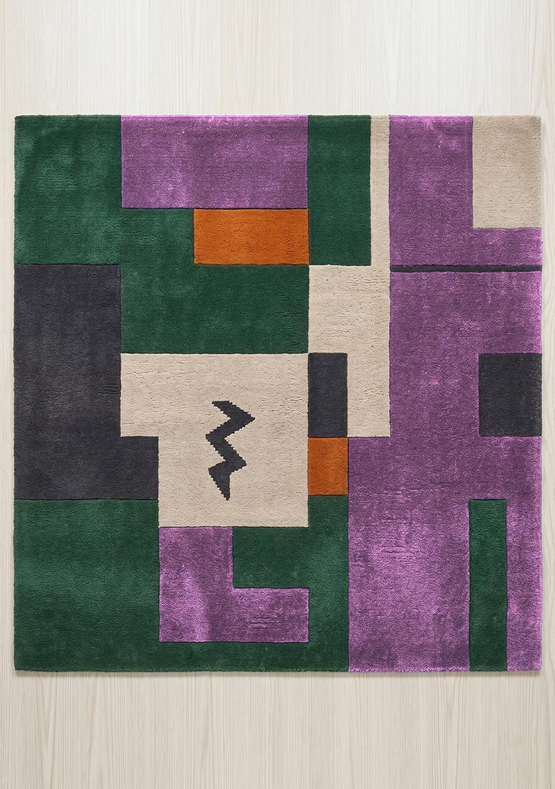 Saffron Rugs Hand Tufted Orchid Purple Geometric Contemporary Square Wool Area Rug - Indya