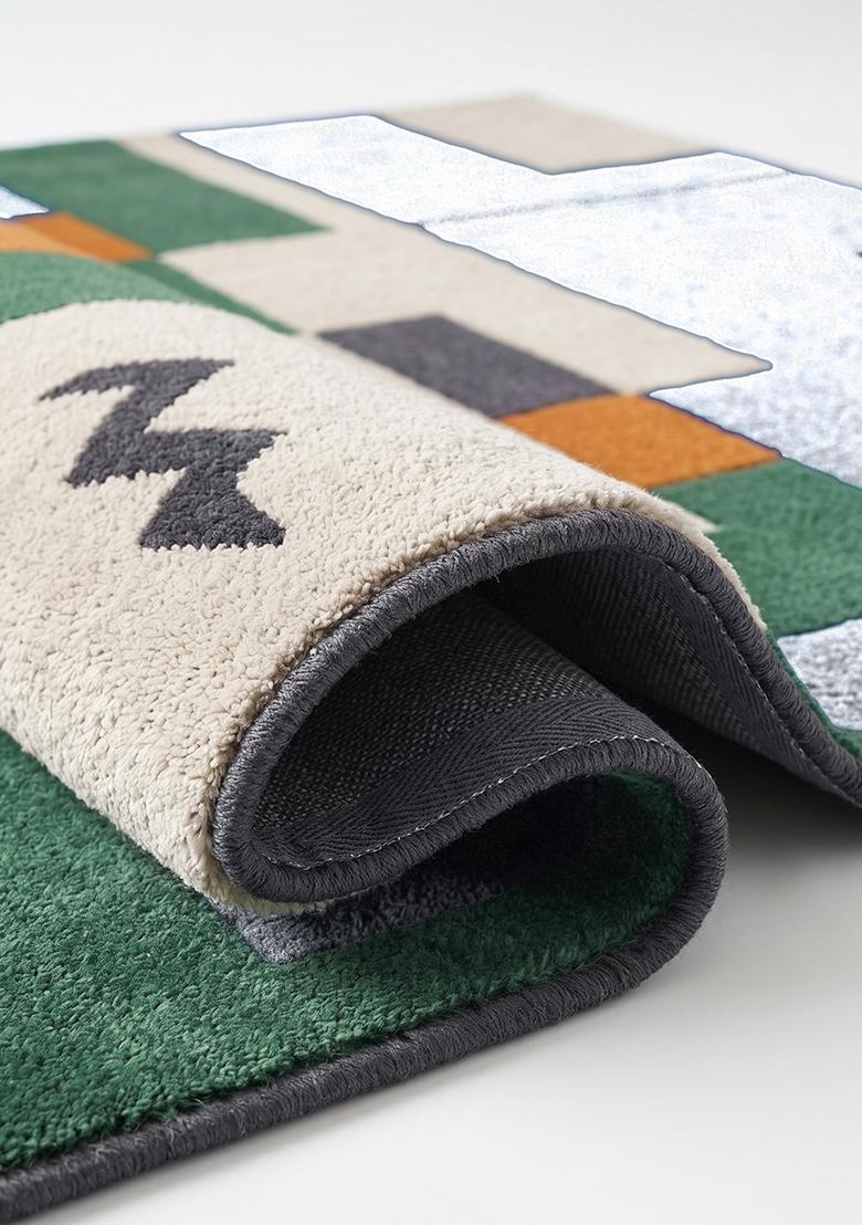 Saffron Rugs Hand Tufted Grey Geometric Contemporary Square Wool Area Rug - Indya