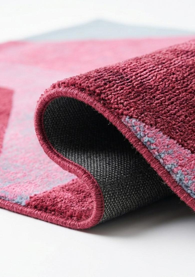 Saffron Rugs Hand Tufted Neon Pink Geometric Contemporary Rectangular Wool Area Rug - Indya