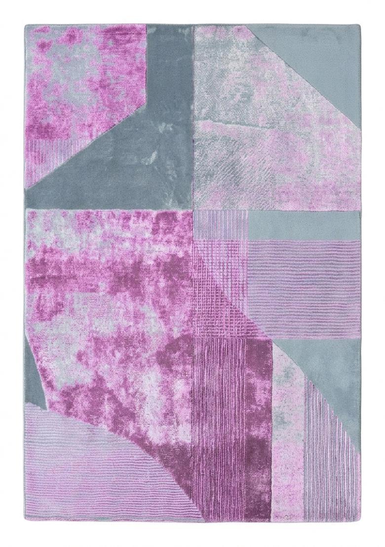 Saffron Rugs Hand Tufted Orchid Purple Geometric Contemporary Rectangular Wool Area Rug - Indya