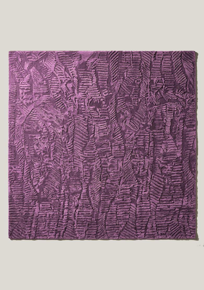 Saffron Rugs Hand Tufted Orchid Purple Leaf Contemporary Square Wool Area Rug - Indya