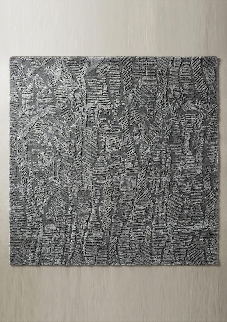 Saffron Rugs Hand Tufted Grey Leaf Contemporary Square Wool Area Rug - Indya